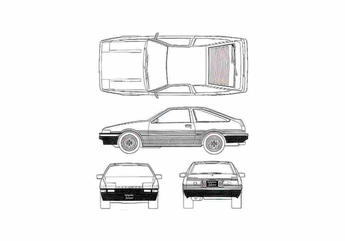 Blueprint Toyota Sprinter Trueno AE86) Hatchback 1986 A4 Photo Print