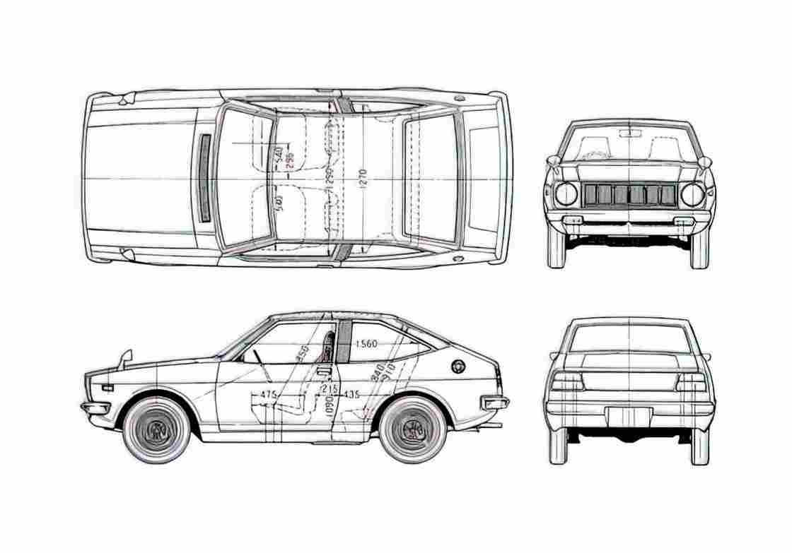 Blueprint Toyota Starlet 2 door Hatchback 1971 A4 Photo Print