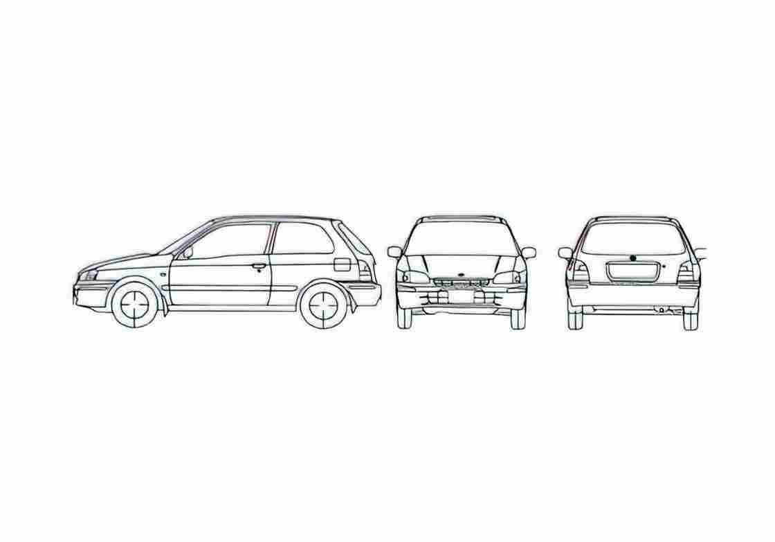 Blueprint Toyota Starlet Hatchback 1996 A4 Photo Print