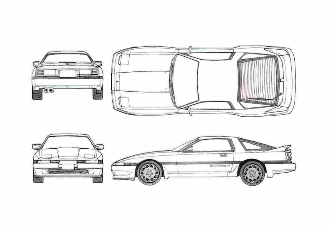 Blueprint Toyota Supra III Turbo A Coupe 1988 A4 Photo Print