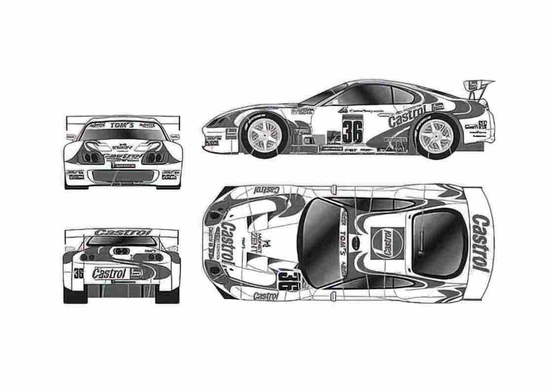 Blueprint Toyota Supra IV JGTC Castrol Coupe 2001 A4 Photo Print