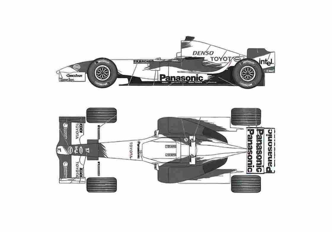 Blueprint Toyota TF105 F1 OW 2005 A4 Photo Print