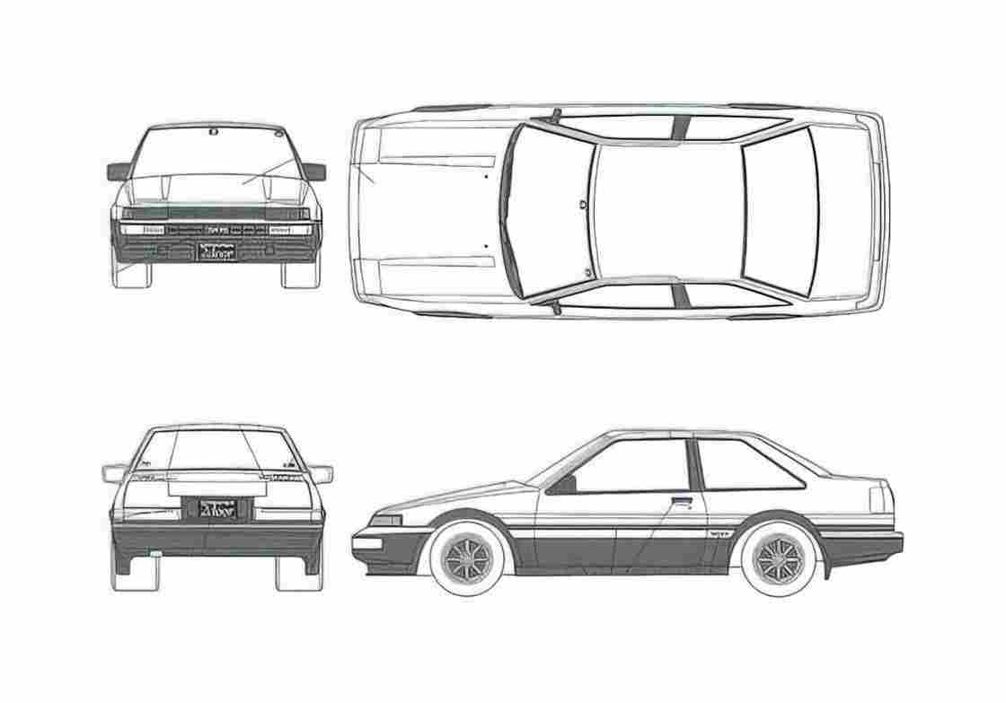 Blueprint Toyota Trueno AE86) GT Apex Coupe 1985 A4 Photo Print