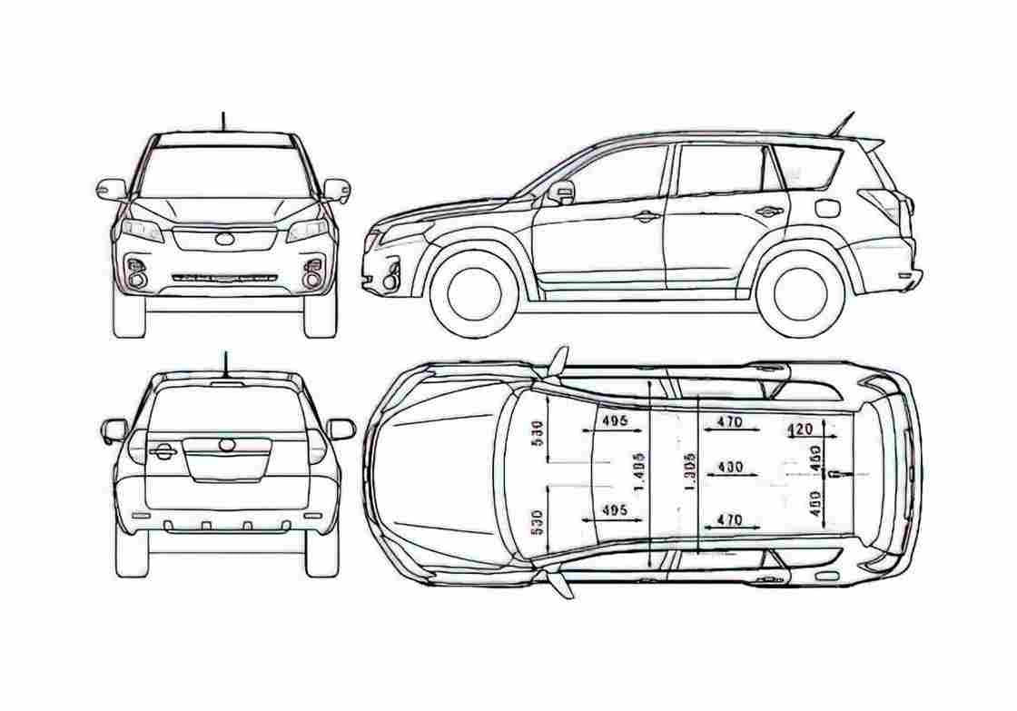 Blueprint Toyota Vanguard SUV 2007 A4 Photo Print
