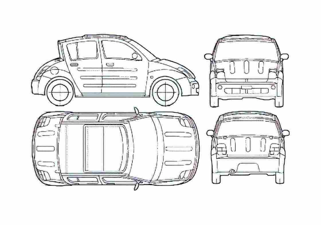 Blueprint Toyota WiLL Vi Hatchback 2003 2) A4 Photo Print