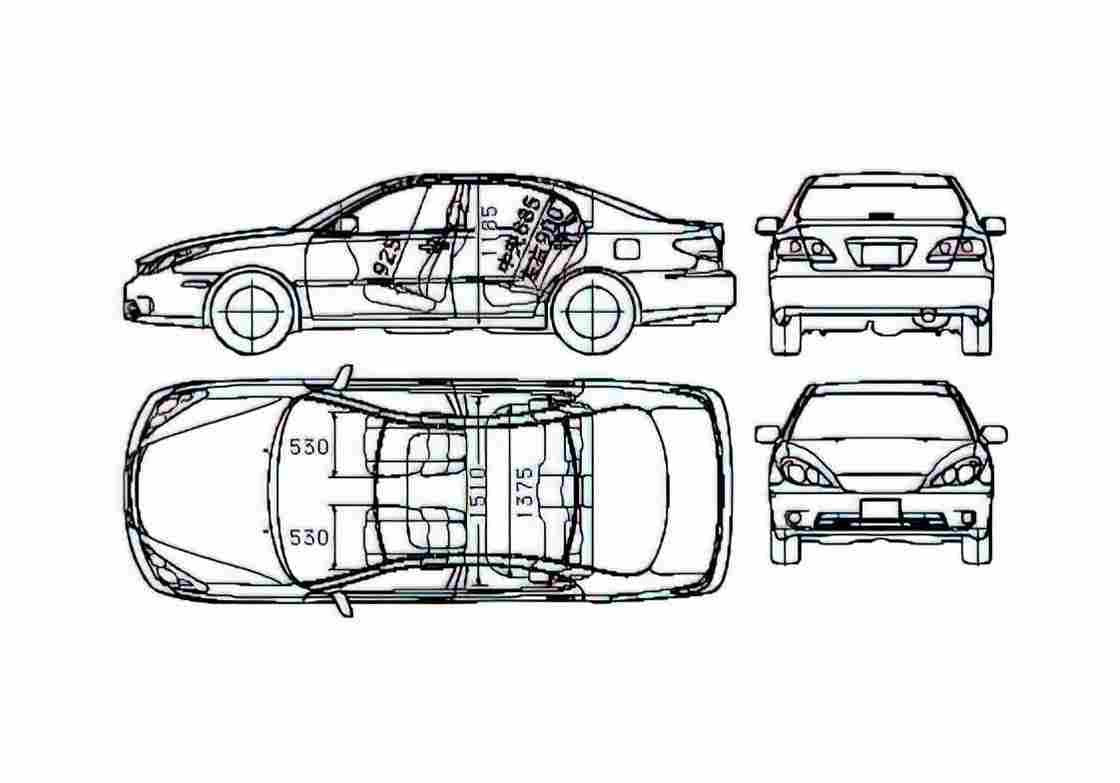 Blueprint Toyota Windom Lexus ES Sedan 2005 A4 Photo Print