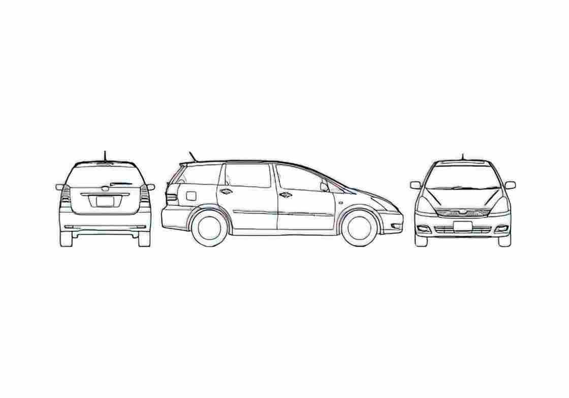 Blueprint Toyota Wish Minivan 2007 A4 Photo Print