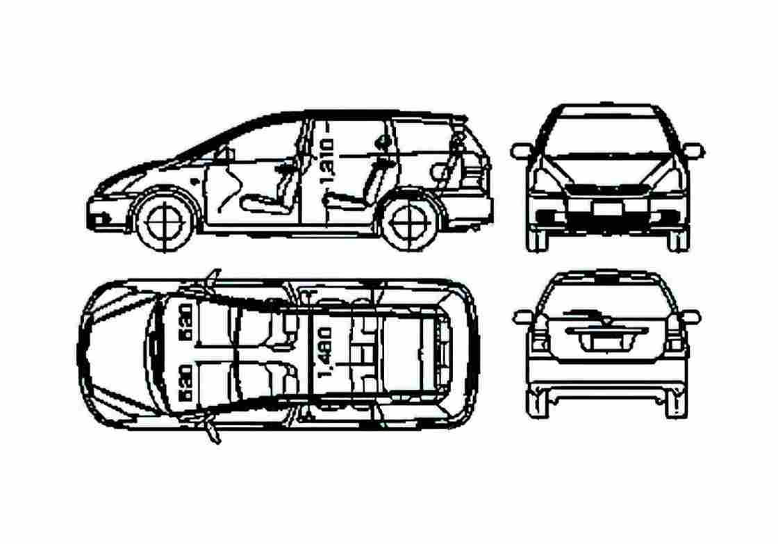 Blueprint Toyota Wish Wagon 2005 A4 Photo Print