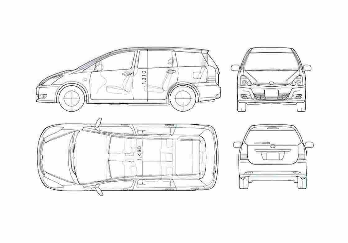 Blueprint Toyota Wish Wagon 2006 A4 Photo Print