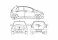 Blueprint Toyota Yaris II 5 door Hatchback 2006 A4 Photo Print