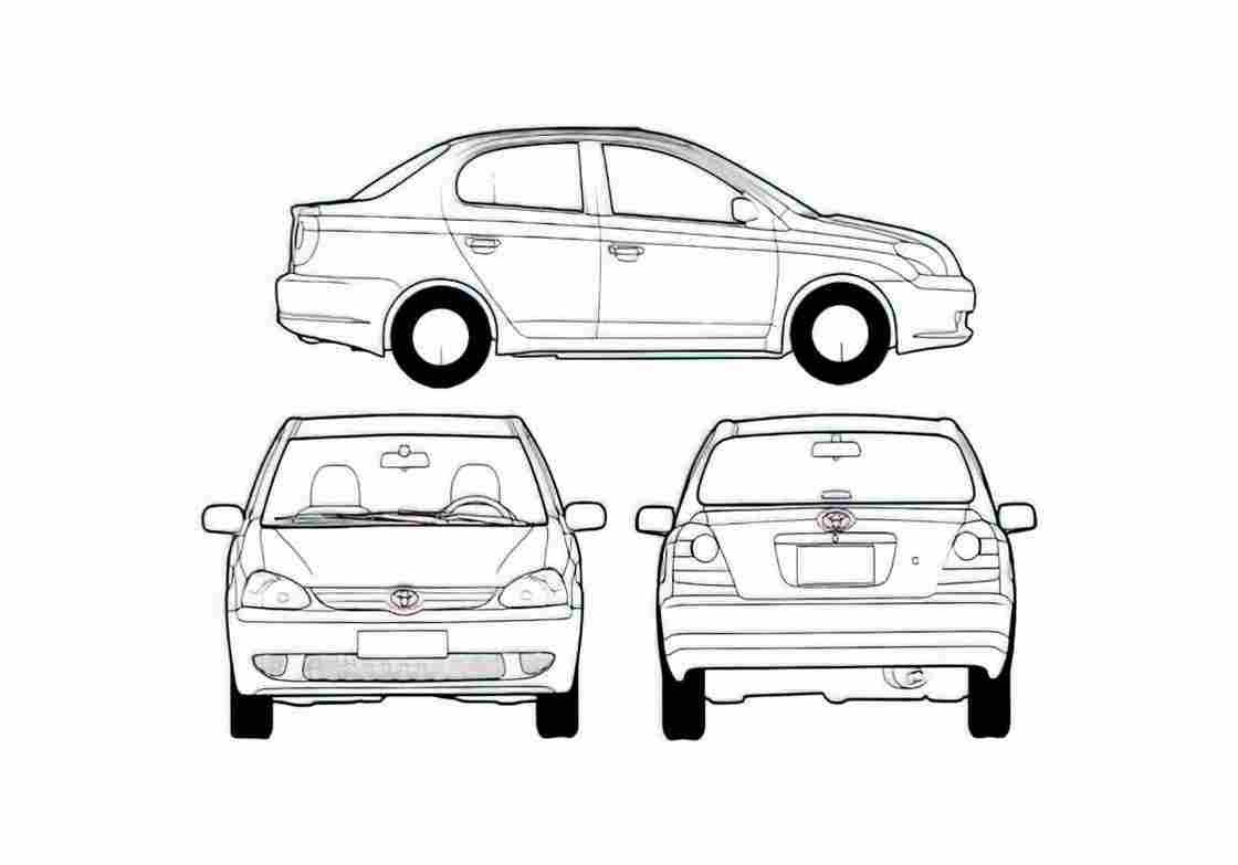Blueprint Toyota Yaris Sedan 2006 A4 Photo Print