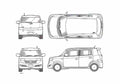 Blueprint Toyota bB Microvan 2006 A4 Photo Print