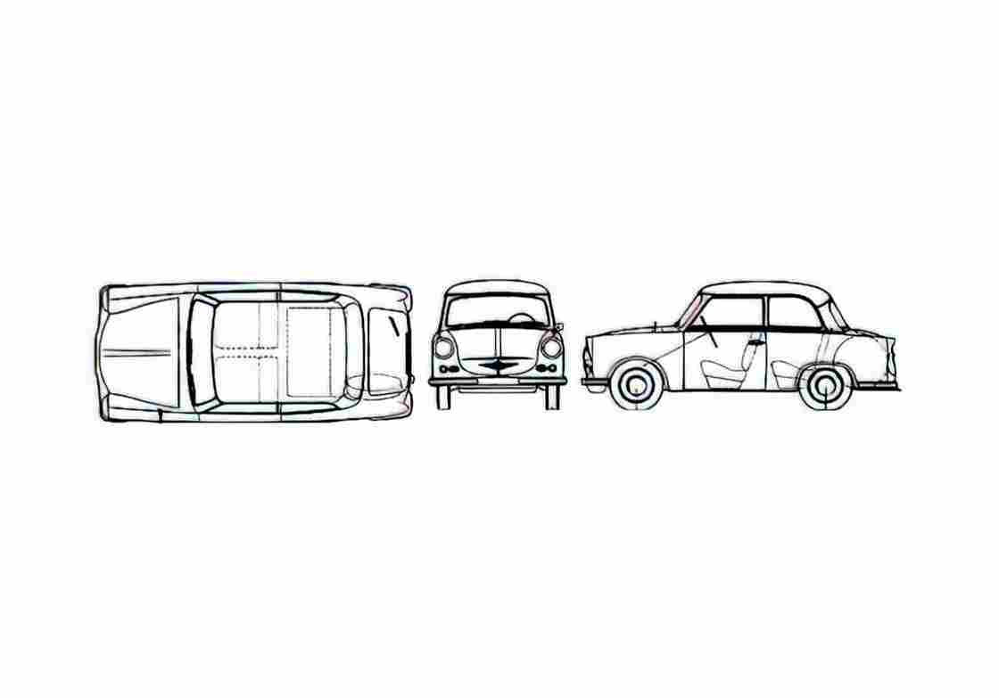 Blueprint Trabant 500 Sedan 1958 A4 Photo Print