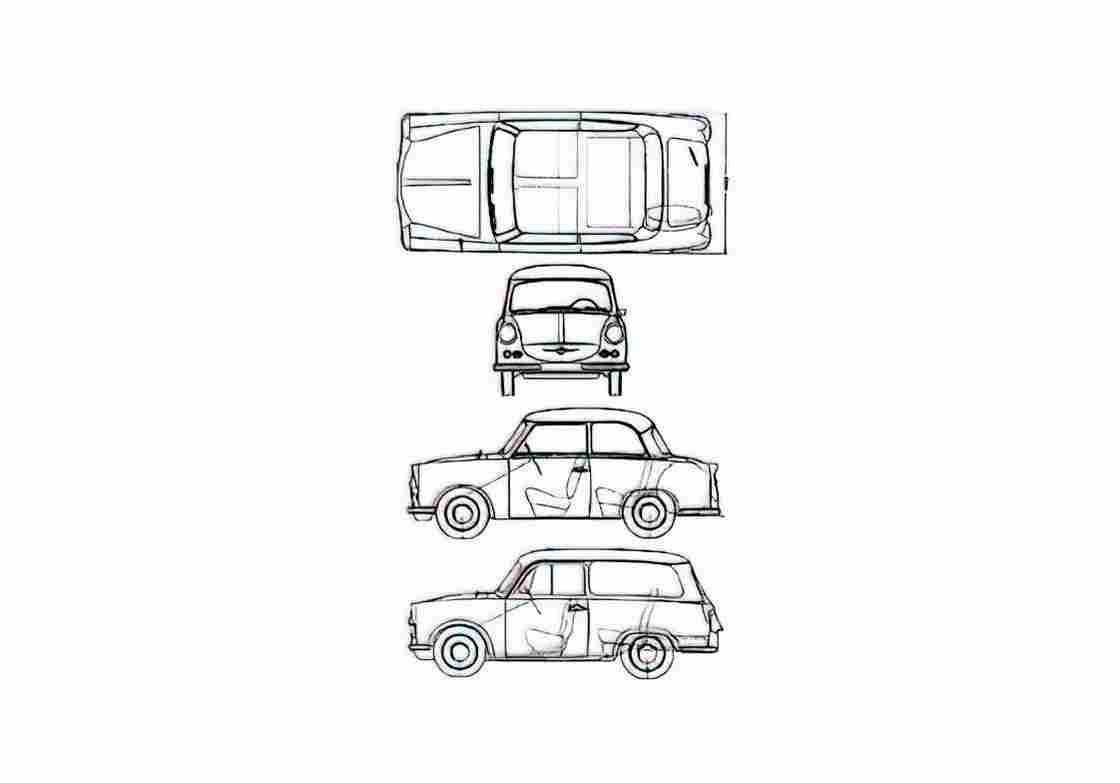 Blueprint Trabant 500 Sedan 1962 A4 Photo Print