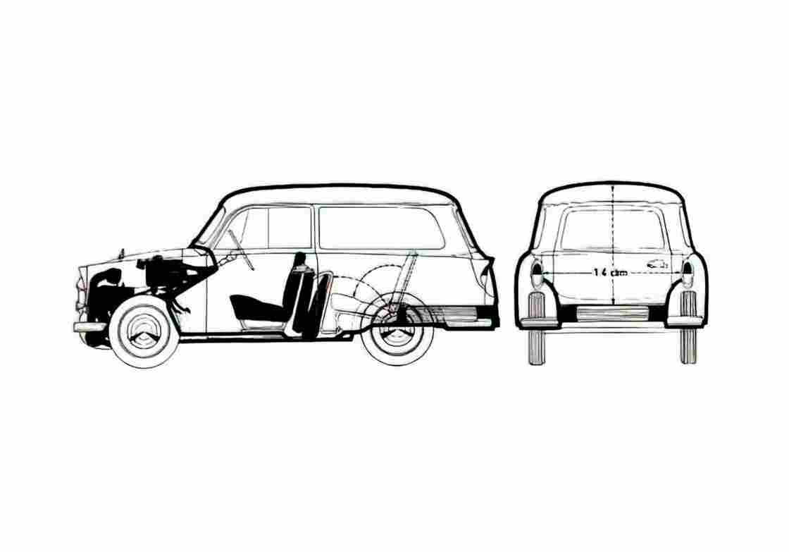 Blueprint Trabant 600 Kombi Wagon 1963 A4 Photo Print