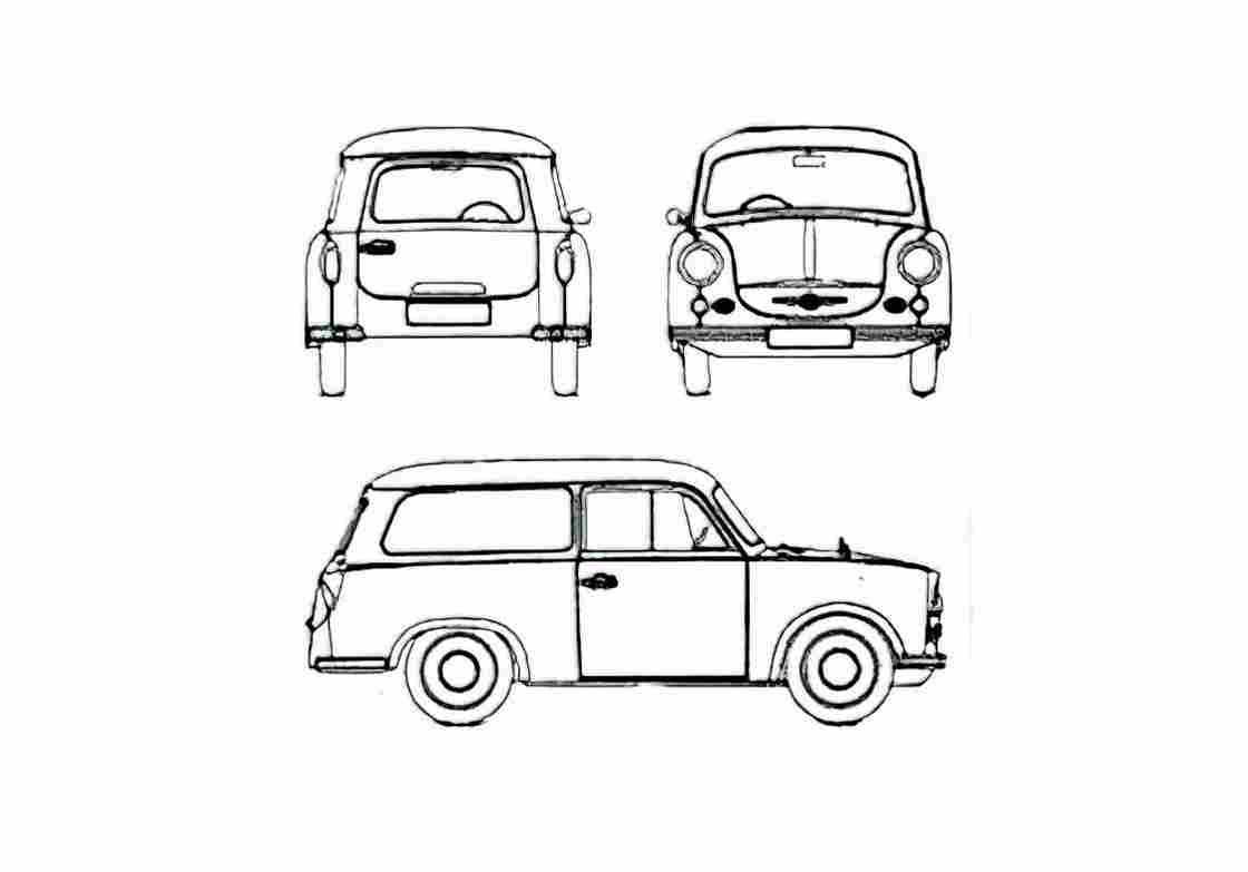 Blueprint Trabant 600 Kombi Wagon 1965 A4 Photo Print