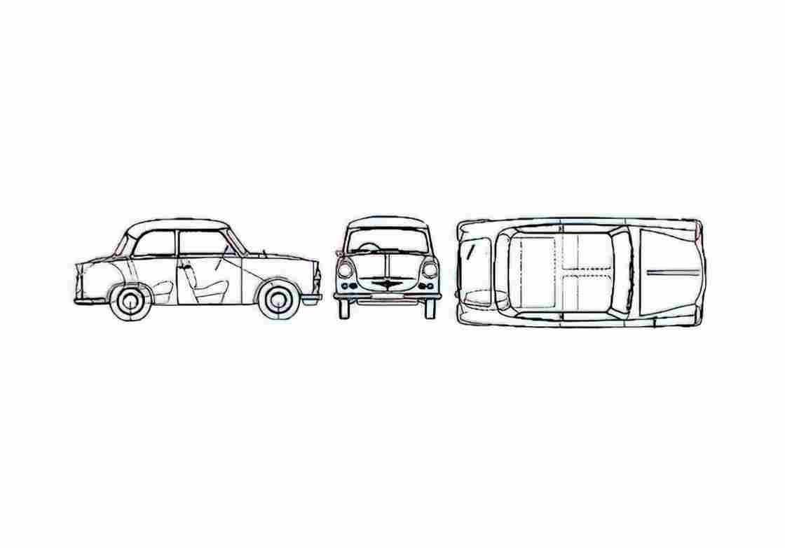 Blueprint Trabant 600 Sedan 1965 A4 Photo Print
