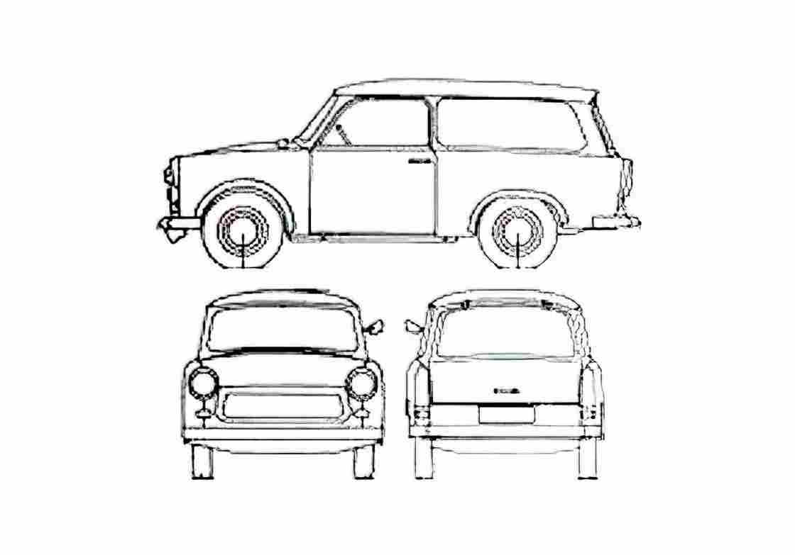 Blueprint Trabant 601 Kombi Wagon 1973 A4 Photo Print