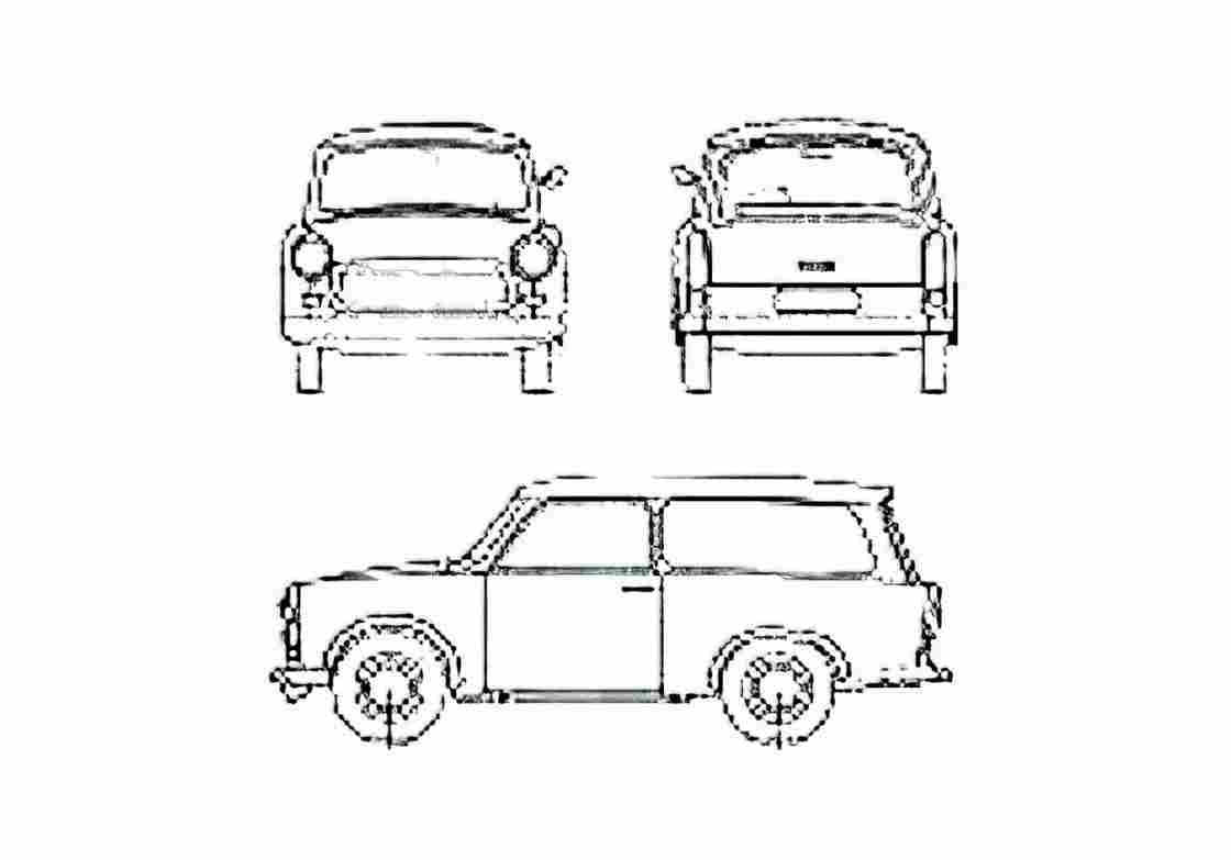 Blueprint Trabant 601 Kombi Wagon 1978 A4 Photo Print