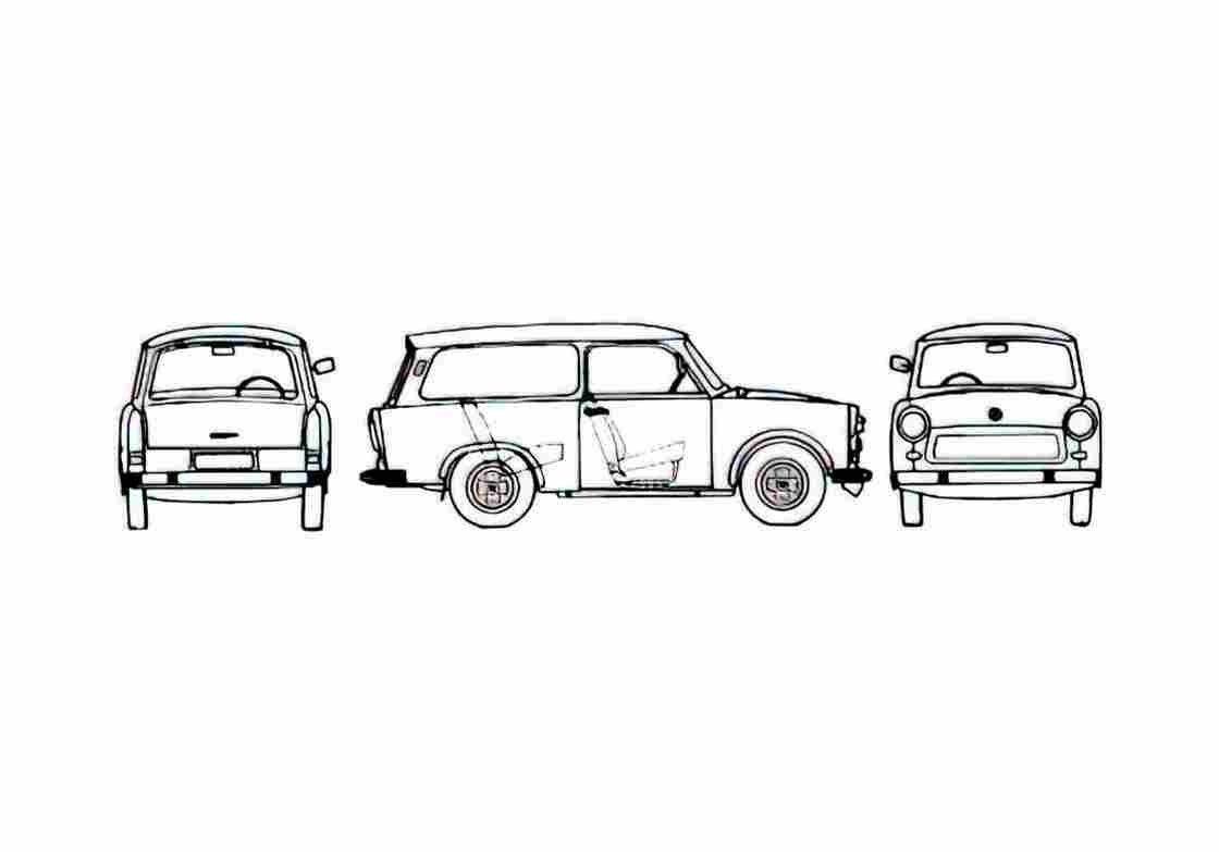 Blueprint Trabant 601 Kombi Wagon 1985 A4 Photo Print