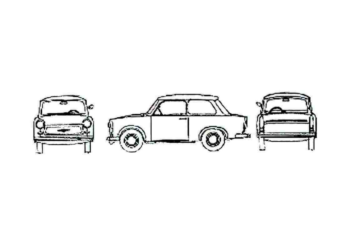 Blueprint Trabant 601 Sedan 1963 A4 Photo Print