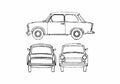 Blueprint Trabant 601 Sedan 1973 A4 Photo Print