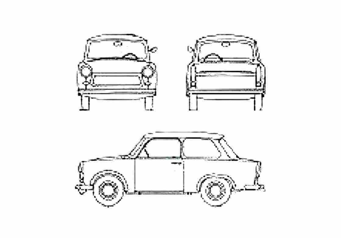 Blueprint Trabant 601 Sedan 1978 A4 Photo Print
