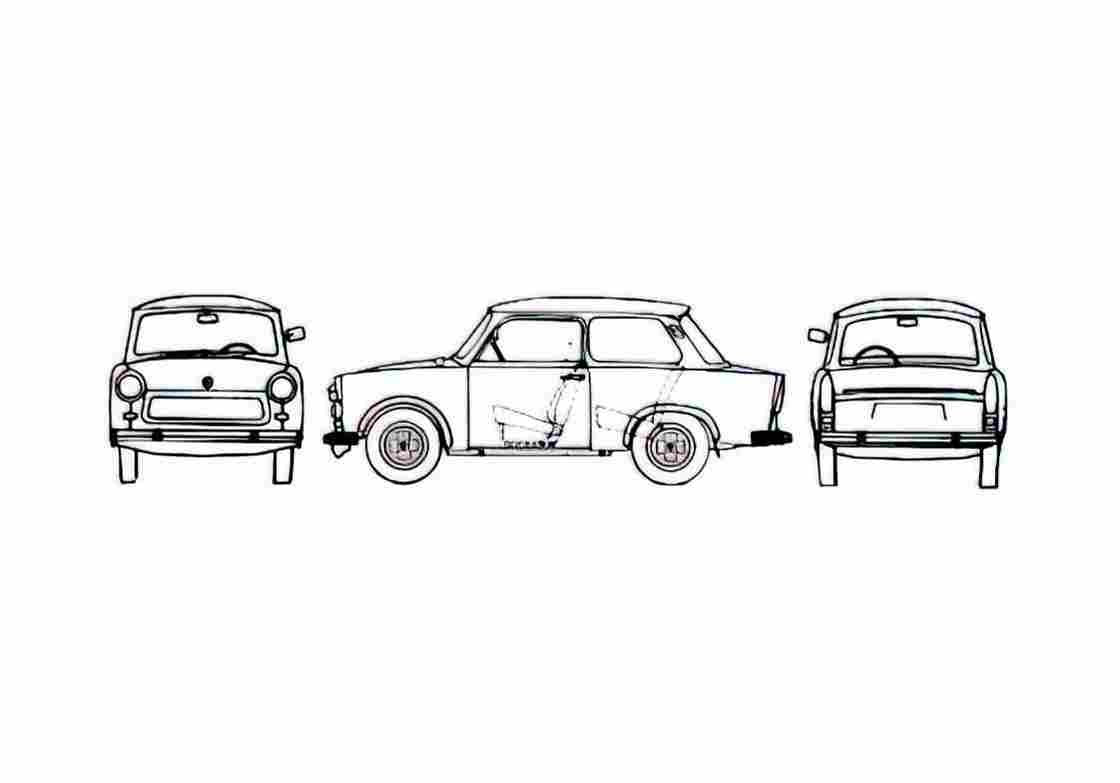 Blueprint Trabant 601 Sedan 1985 A4 Photo Print