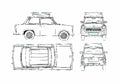 Blueprint Trabant 601S Sedan 1960 A4 Photo Print