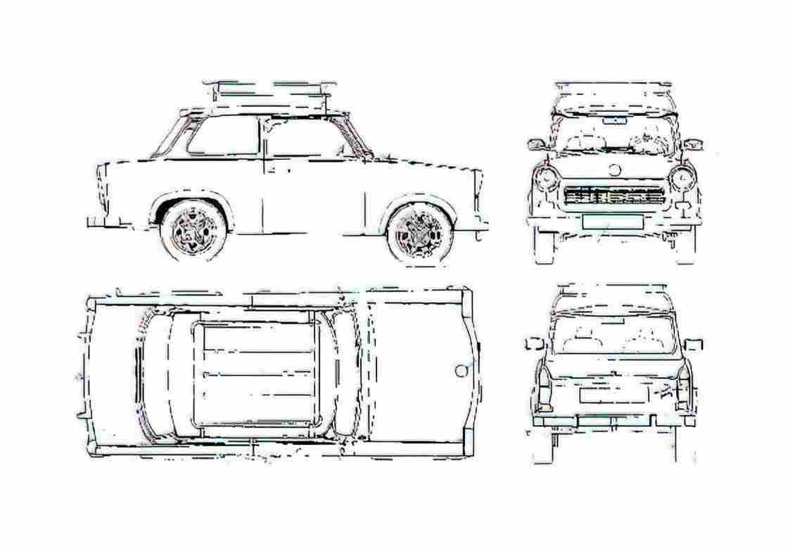 Blueprint Trabant 601S Sedan 1960 A4 Photo Print