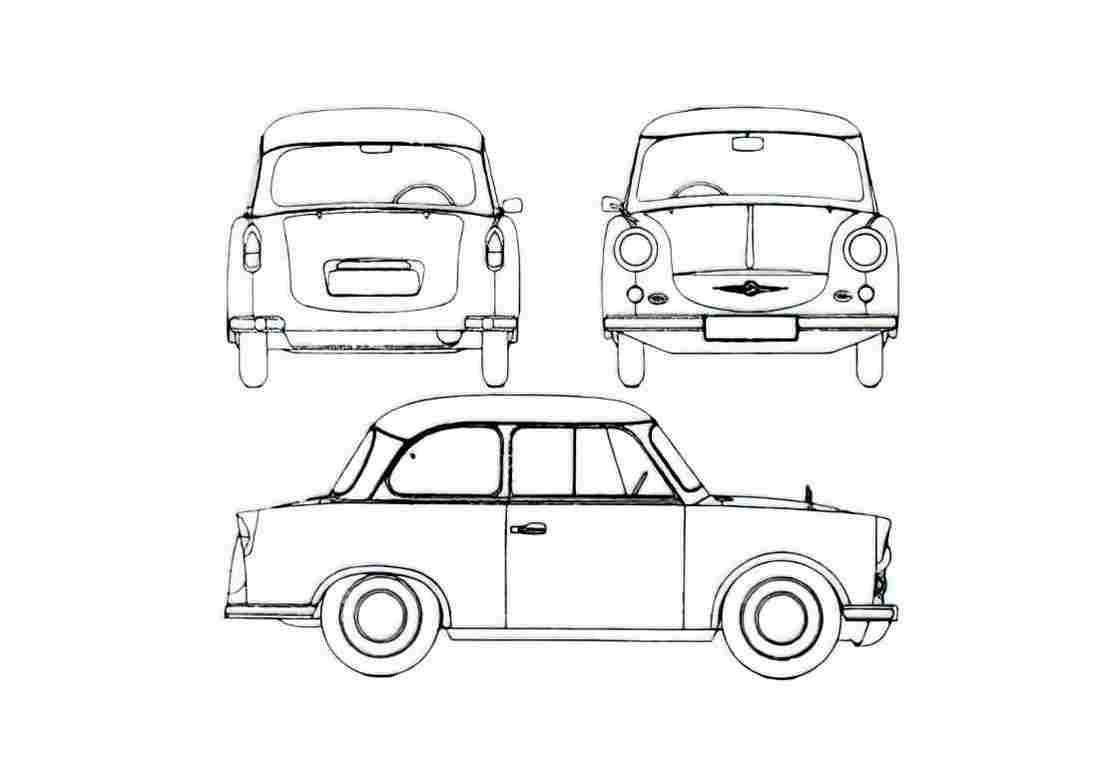 Blueprint Trabant P500 Sedan 1959 A4 Photo Print