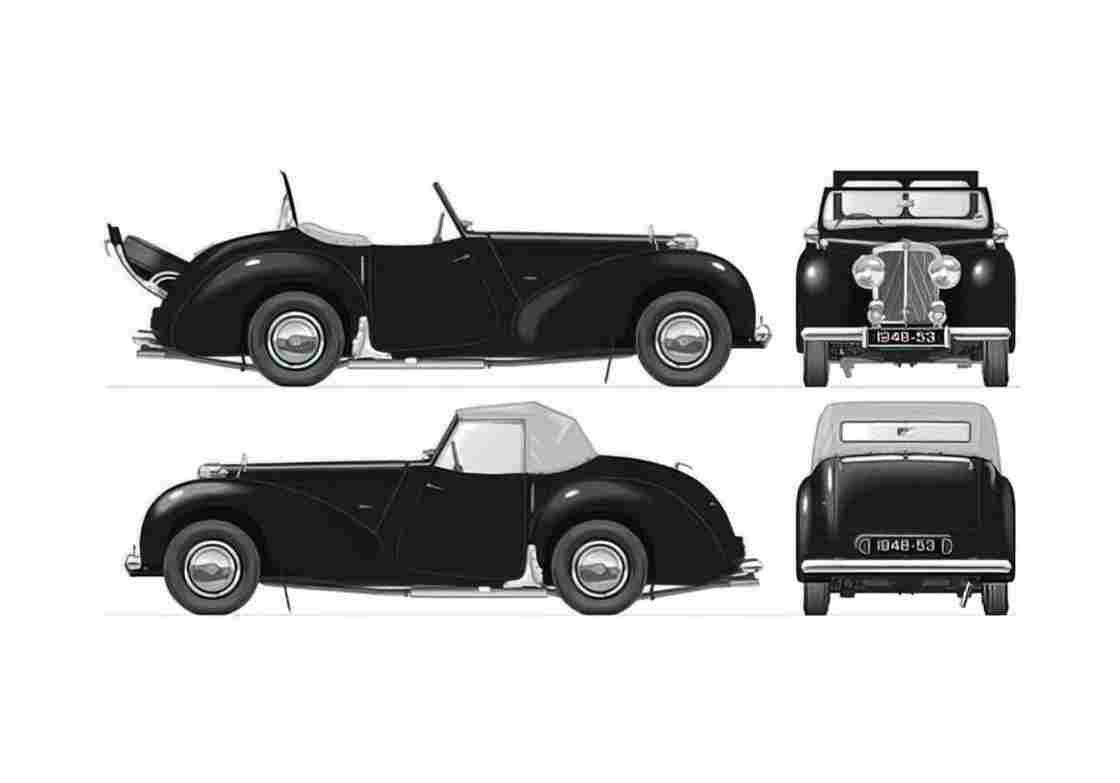 Blueprint Triumph 2000TR Roadster 1948 A4 Photo Print