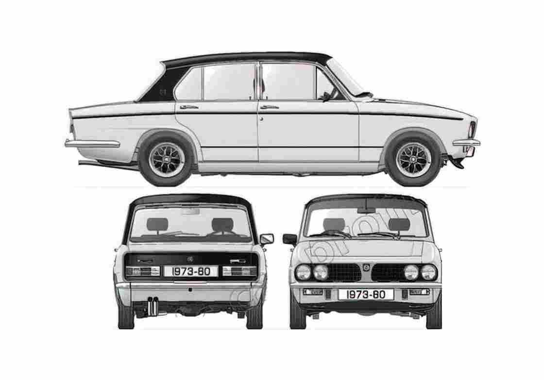 Blueprint Triumph Dolomite Sprint Sedan 1973 A4 Photo Print