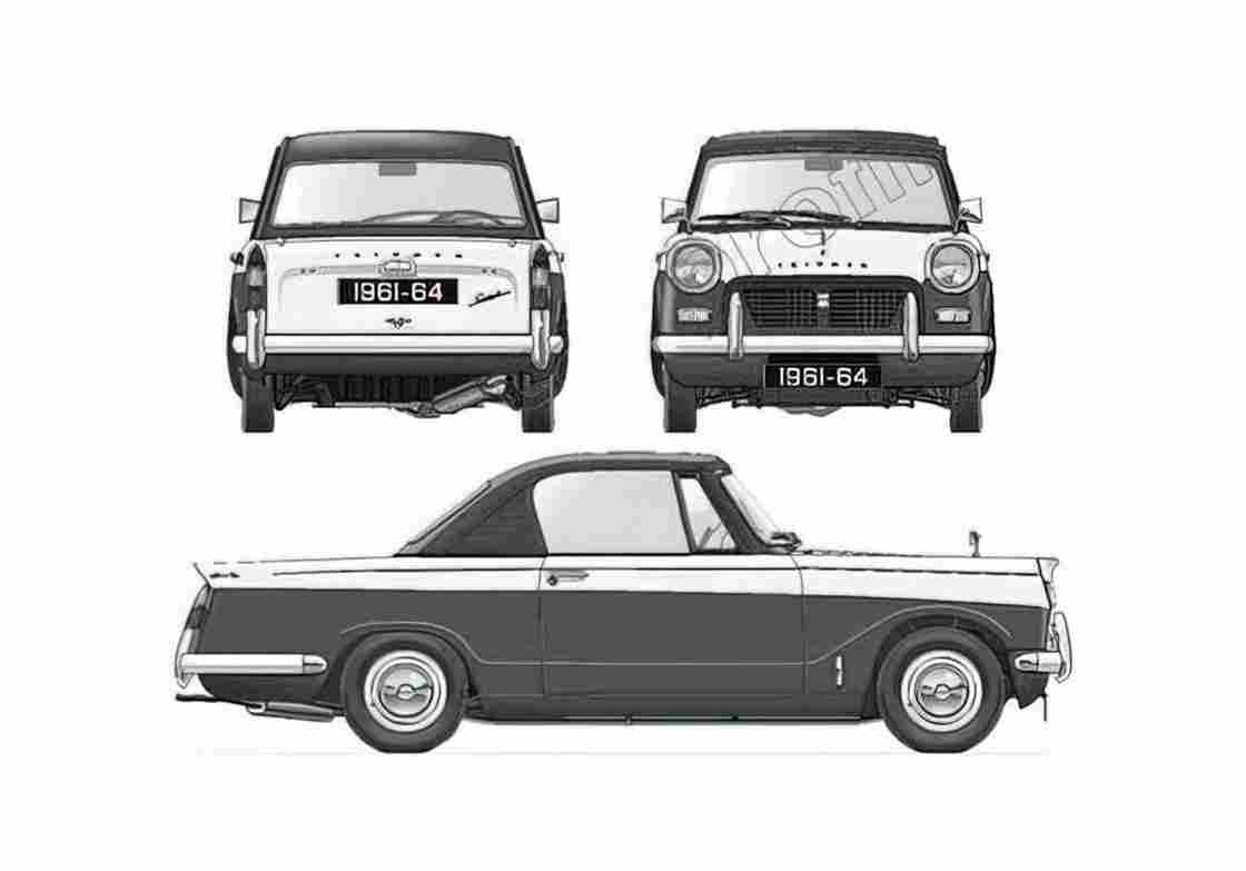 Blueprint Triumph Herald 1200 Coupe 1960 A4 Photo Print