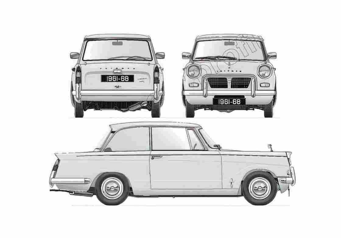 Blueprint Triumph Herald 1200 Sedan 1961 A4 Photo Print