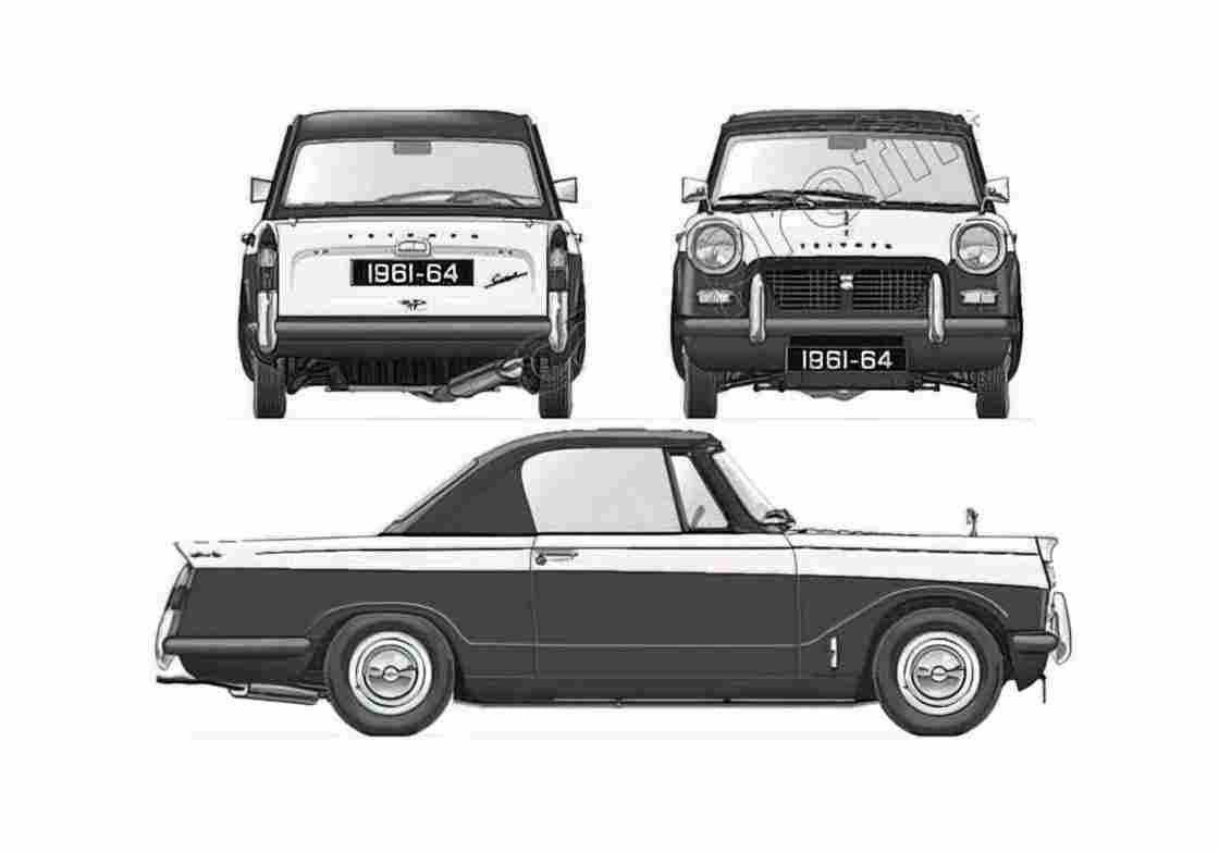 Blueprint Triumph Herald 948cc Coupe 1959 A4 Photo Print