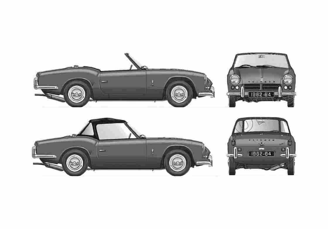 Blueprint Triumph Spitfire Mk I 1200 Cabriolet 1962 A4 Photo Print