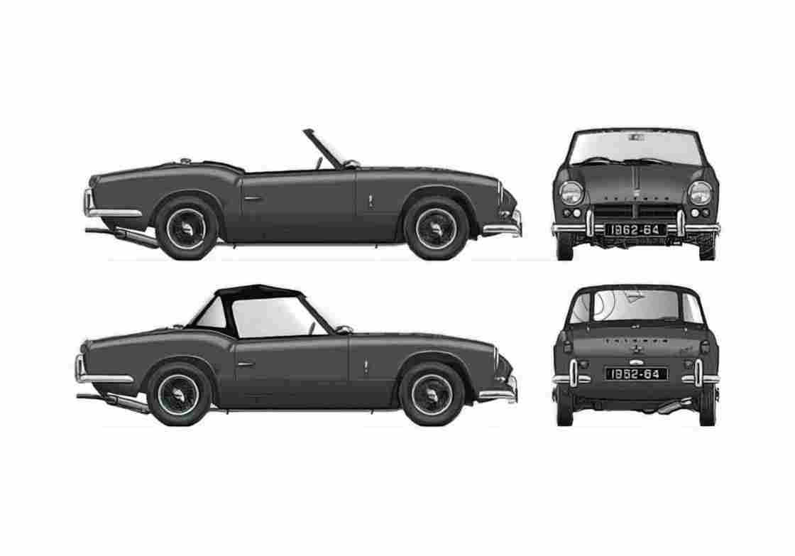 Blueprint Triumph Spitfire Mk I Cabriolet 1963 A4 Photo Print