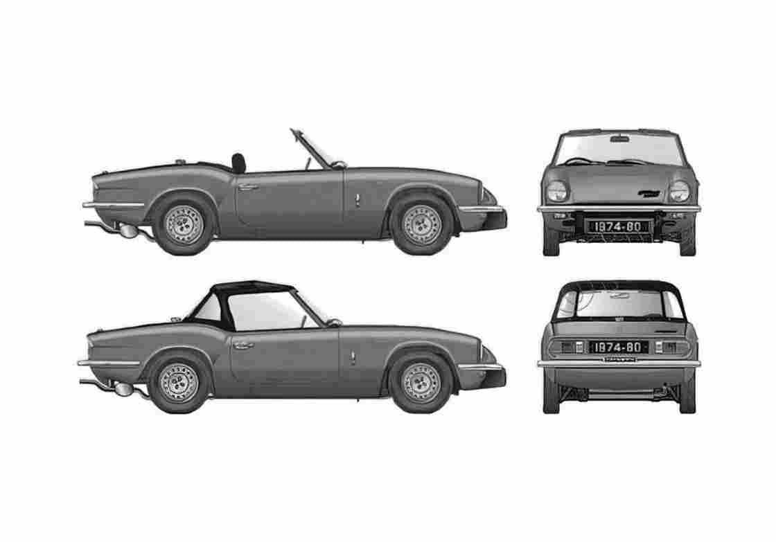 Blueprint Triumph Spitfire Mk IV 1500 Roadster 1979 A4 Photo Print