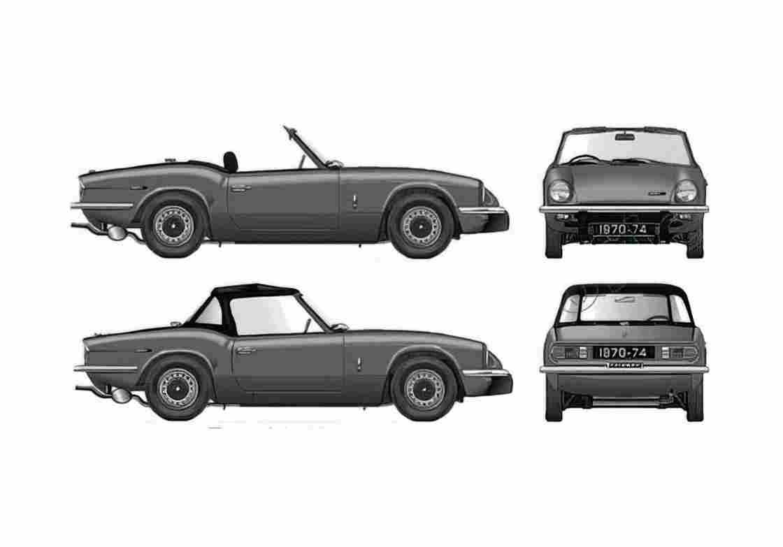 Blueprint Triumph Spitfire Mk IV Cabriolet 1974 A4 Photo Print