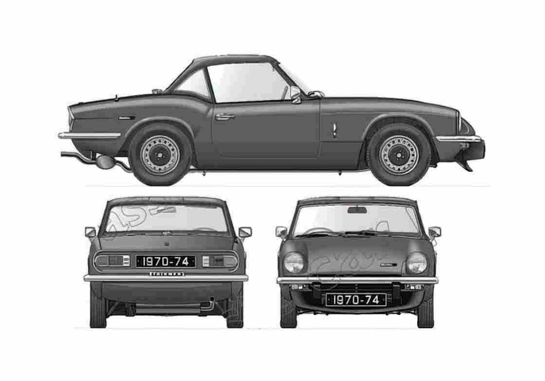 Blueprint Triumph Spitfire Mk IV Hard Top Coupe 1970 A4 Photo Print