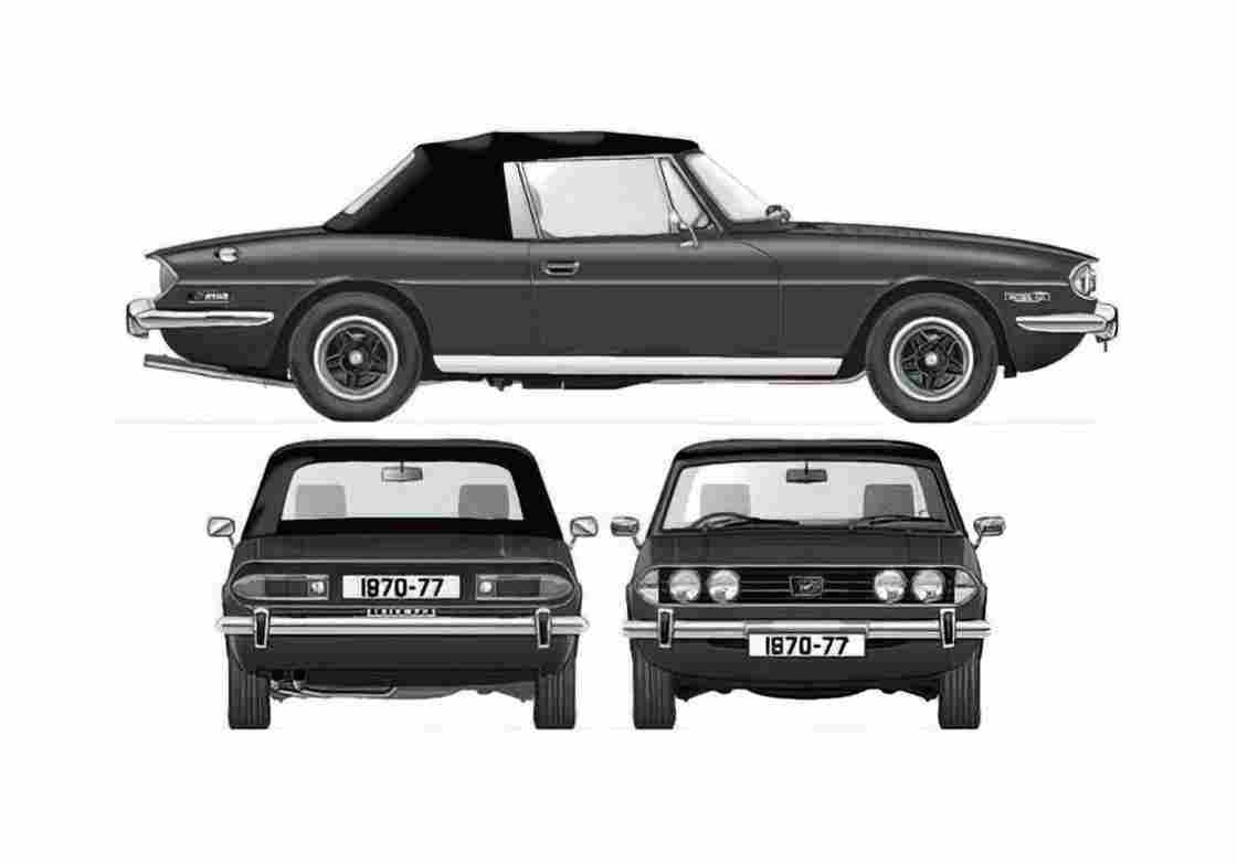 Blueprint Triumph Stag Mk II Cabriolet 1975 A4 Photo Print