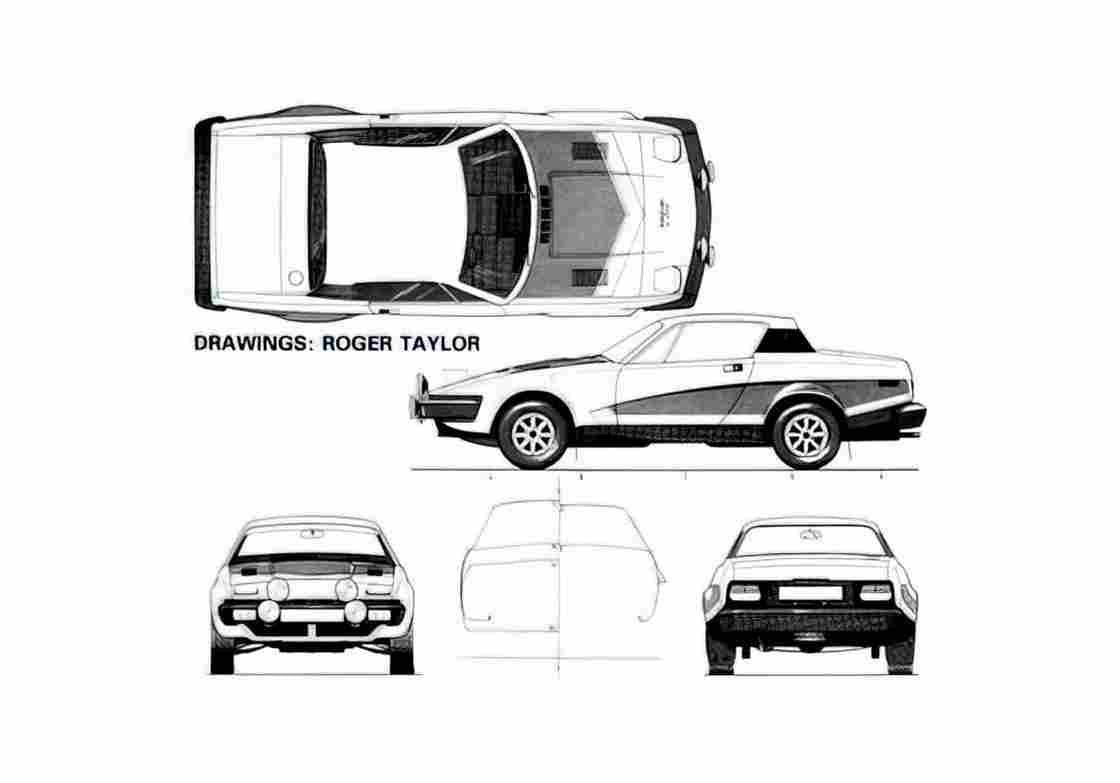 Blueprint Triumph TR 7 Coupe 1976 A4 Photo Print