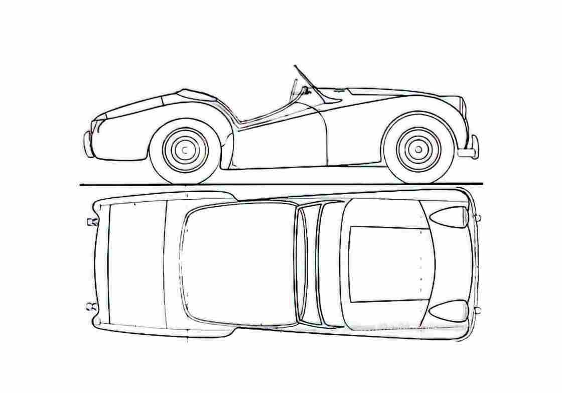 Blueprint Triumph TR2 Cabriolet 1953 A4 Photo Print