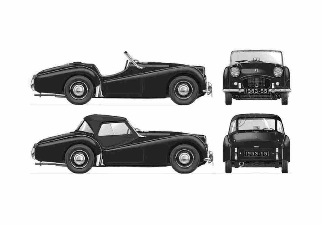 Blueprint Triumph TR2 Roadster 1953 A4 Photo Print