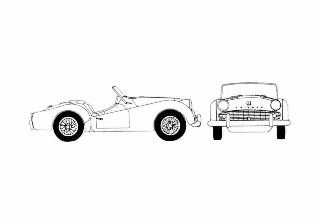 Blueprint Triumph TR3 A Roadster 1957 A4 Photo Print