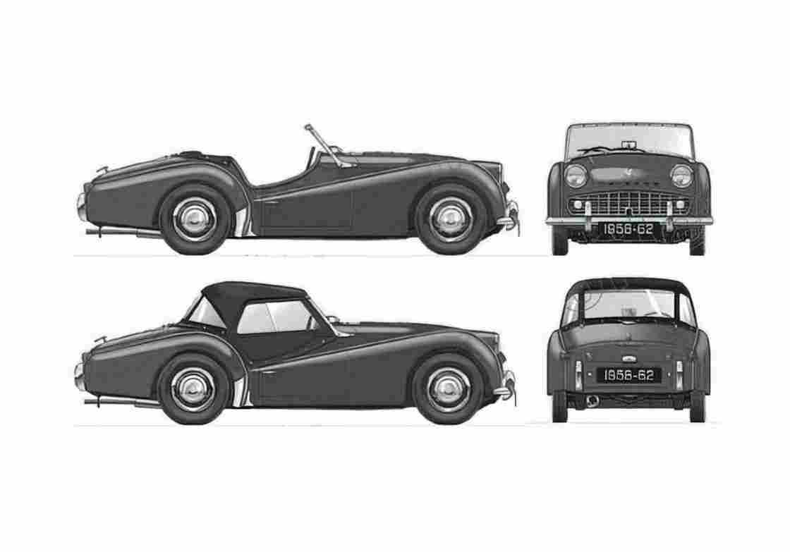 Blueprint Triumph TR3 A Roadster 1961 A4 Photo Print