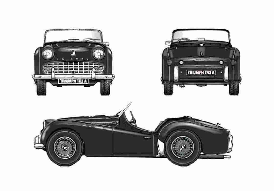 Blueprint Triumph TR3A Coupe 1969 A4 Photo Print