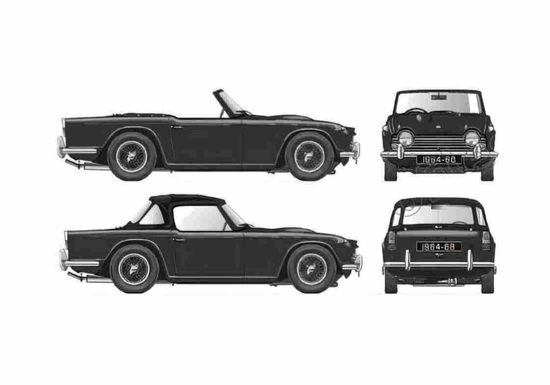 Blueprint Triumph TR4 A Roadster 1964 A4 Photo Print