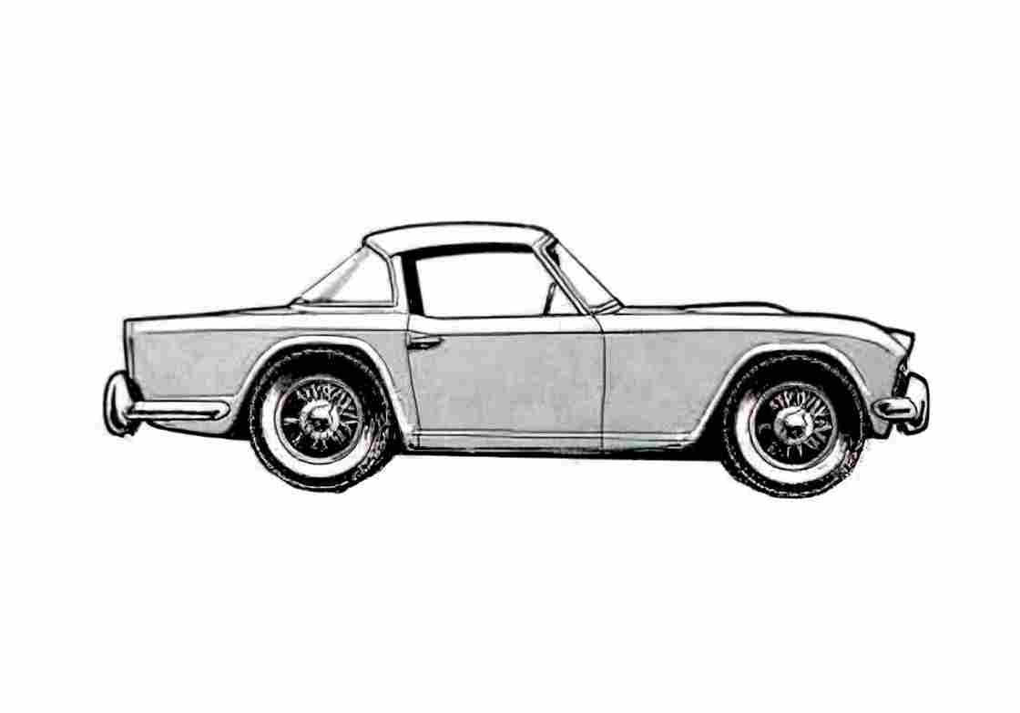 Blueprint Triumph TR4A Hardtop Coupe 1966 A4 Photo Print